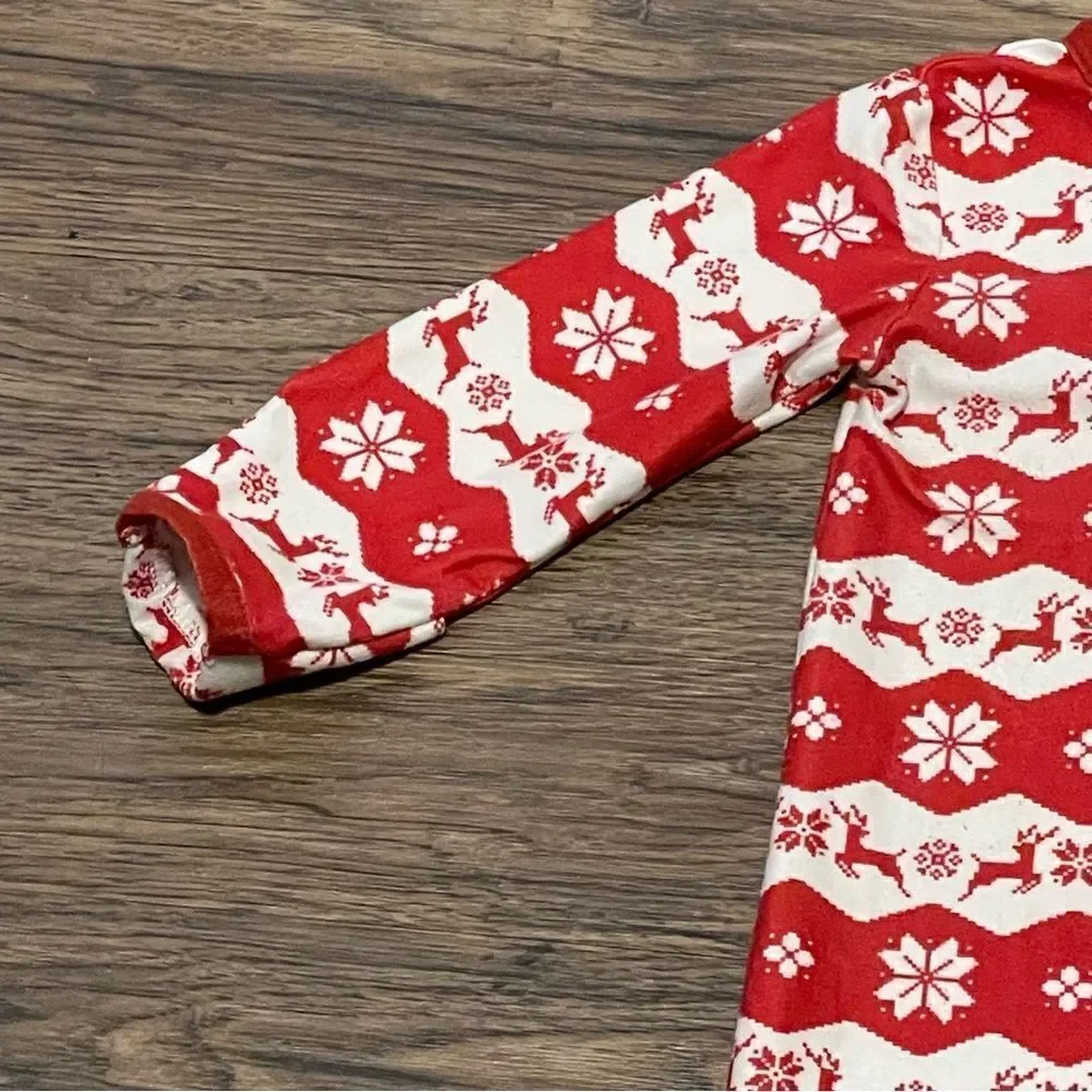 Sweet Honey Christmas Zip Up Onsie Red White Reindeer Size 18 Months